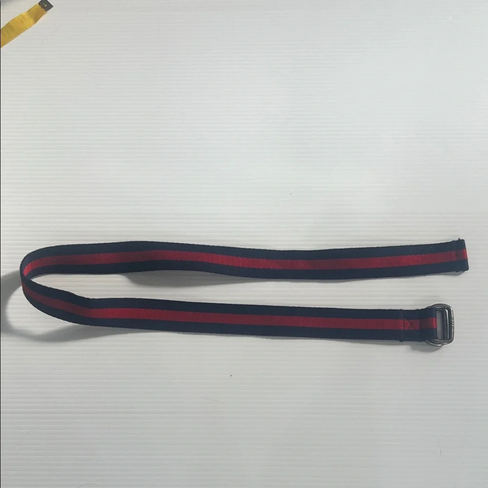 Vintage Ralph Lauren Polo Women's Red/Blue Stripe Double D Ring Preppy Belt